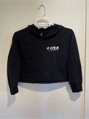 🌟 H&M Divided "USA Originals" Black Cropped Hoodie – Size Small! 🦅✨
